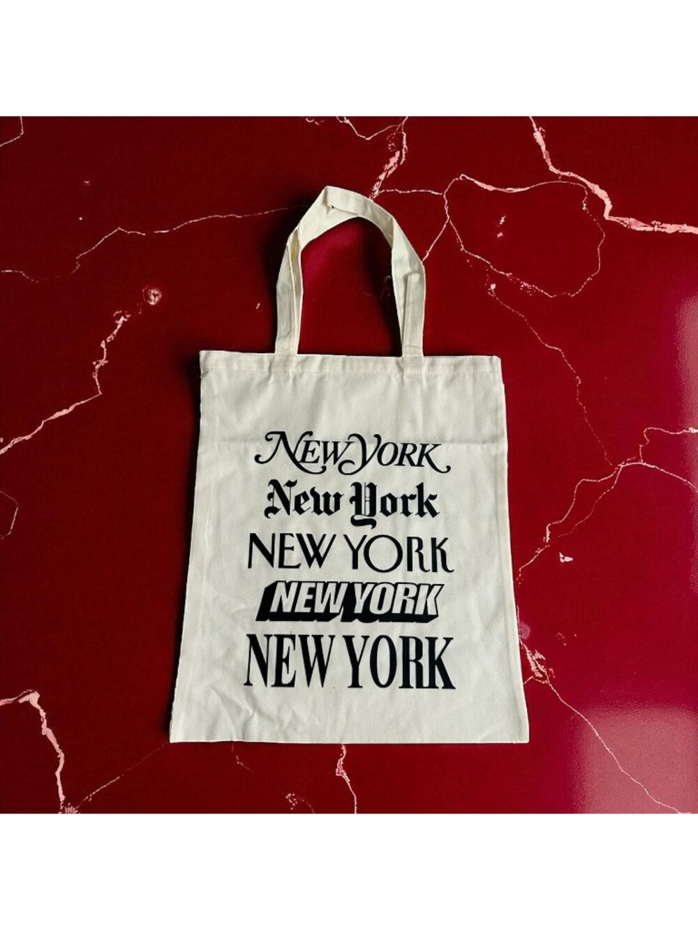 NEW YORK Neutral Logo Canvas Tote Bag NWT NWOT